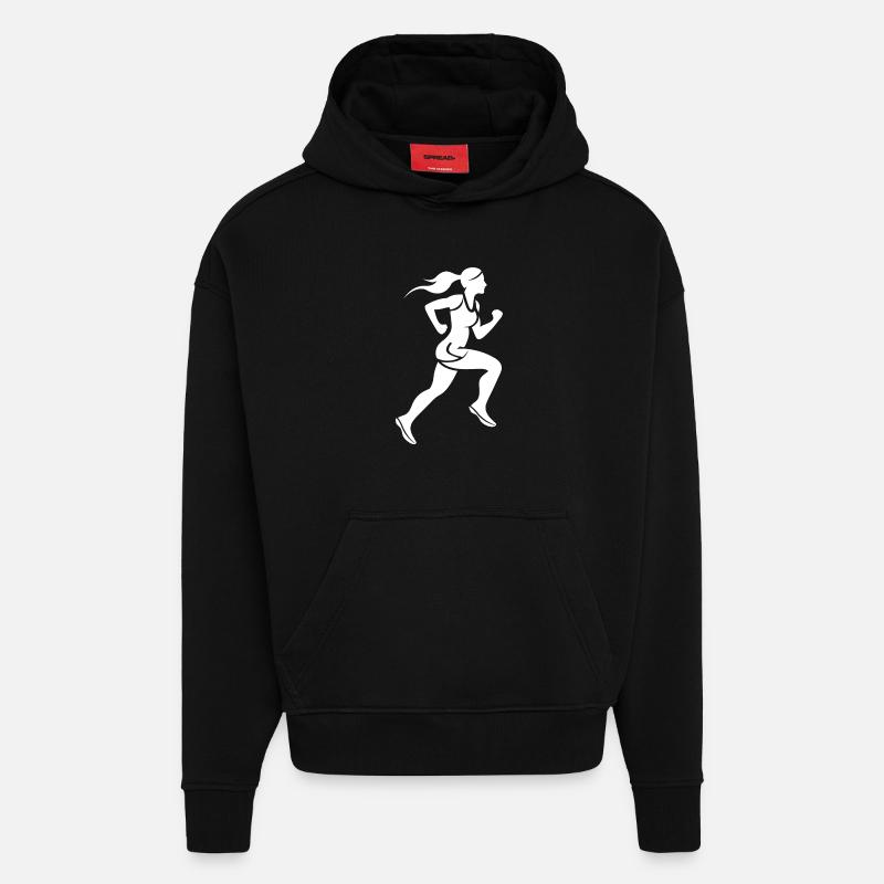 Coureur - Sweat à capuche bio épais oversize fabriqué en UE - SOLID BLACK