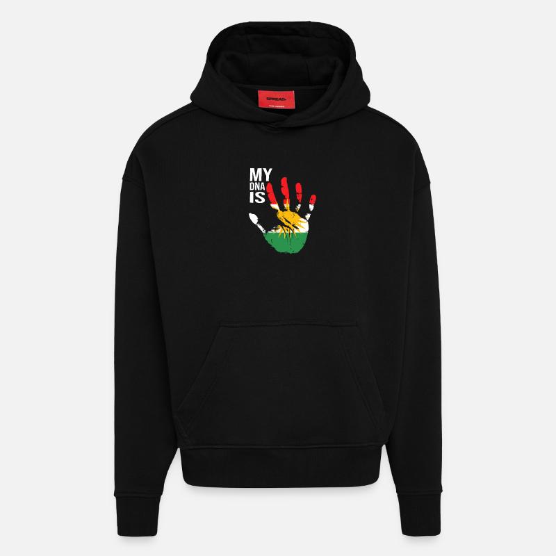 Kurdistan Kurden Handdesign mit Flagge - Hoodie- made by SPREAD  - SOLID BLACK