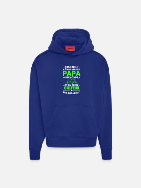 Heart + Golf – Super Dad Golfer - Hoodie- made by SPREAD  - SOLID BLACK