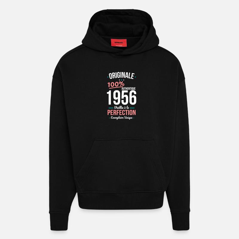 1956 – Original – Unique copy - Hoodie- made by SPREAD - SOLID BLACK