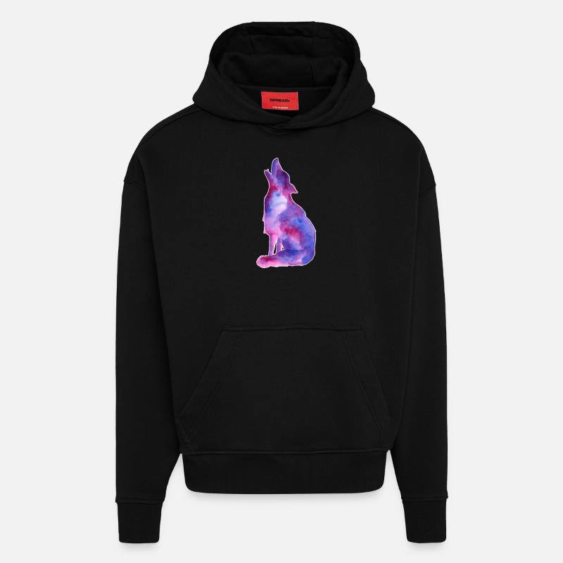 Galaxy Wolf - Sweat à capuche bio épais oversize fabriqué en UE - SOLID BLACK