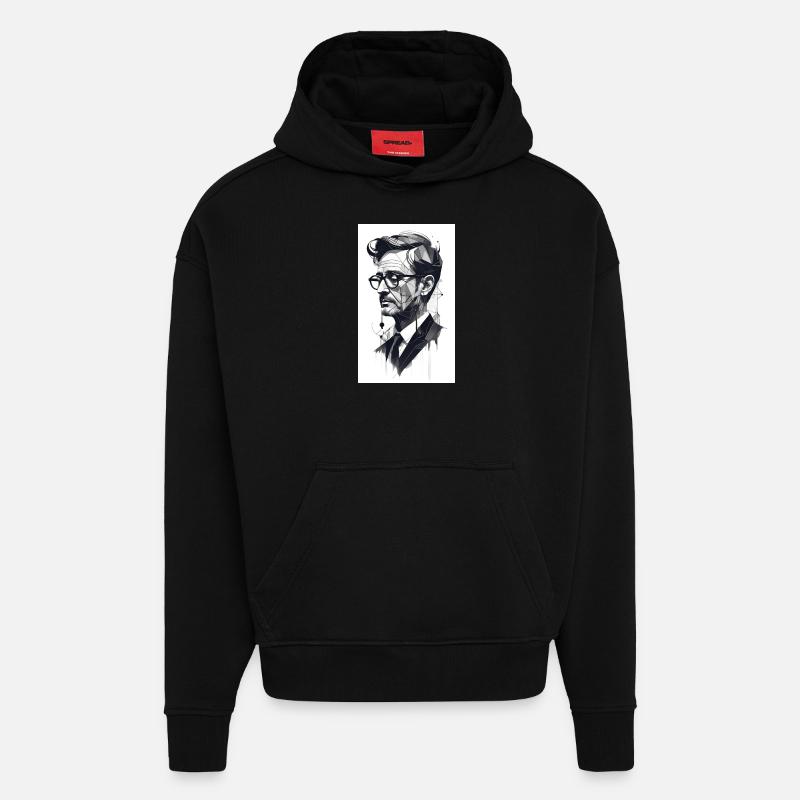 Abstrait Professionnel - Sweat à capuche bio épais oversize fabriqué en UE - SOLID BLACK