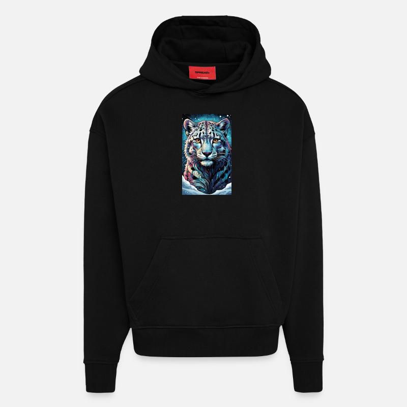 Schneeleopard | Leopard | Raubtier - Hoodie- made by SPREAD - SOLID BLACK