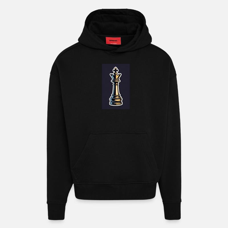 Échecs | Pièce d’échecs | Joueur d’échecs - Sweat à capuche bio épais oversize fabriqué en UE - SOLID BLACK
