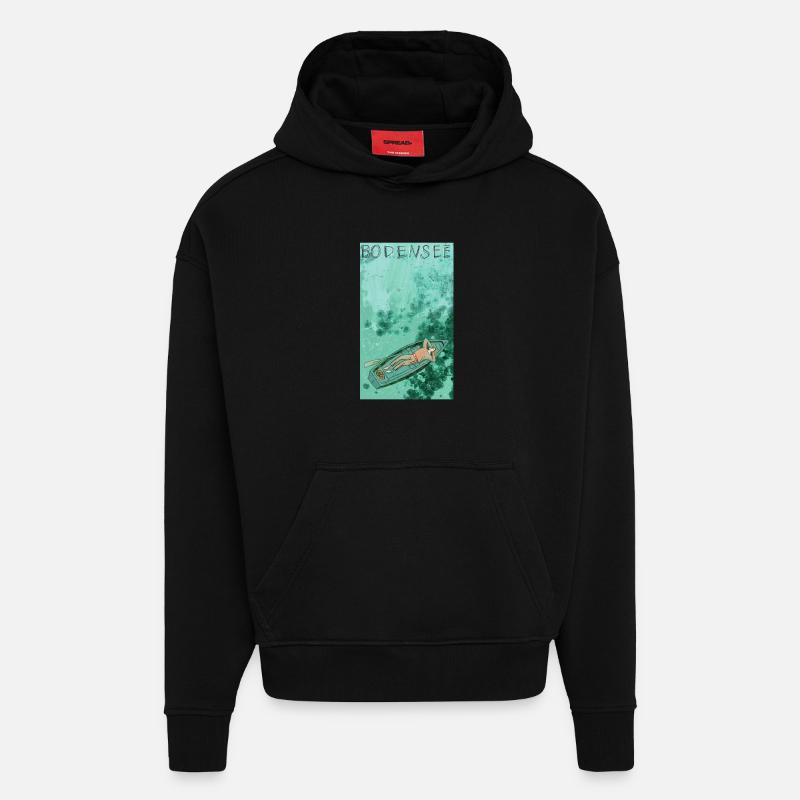 Bodensee Boottraum Illustration - Hoodie- made by SPREAD  - SOLID BLACK
