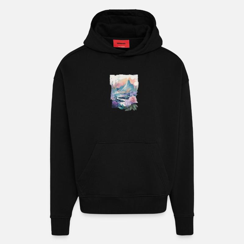 Blumenlandschaft - Hoodie- made by SPREAD  - SOLID BLACK