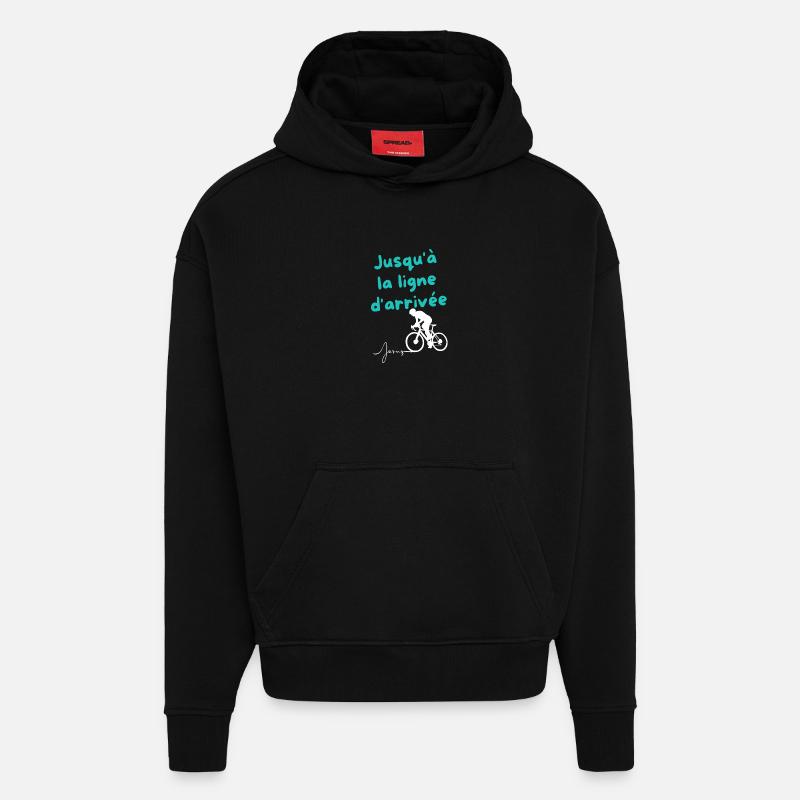 Persévérance Jusqu'à la Ligne d'Arrivée - Sweat à capuche bio épais oversize fabriqué en UE - SOLID BLACK