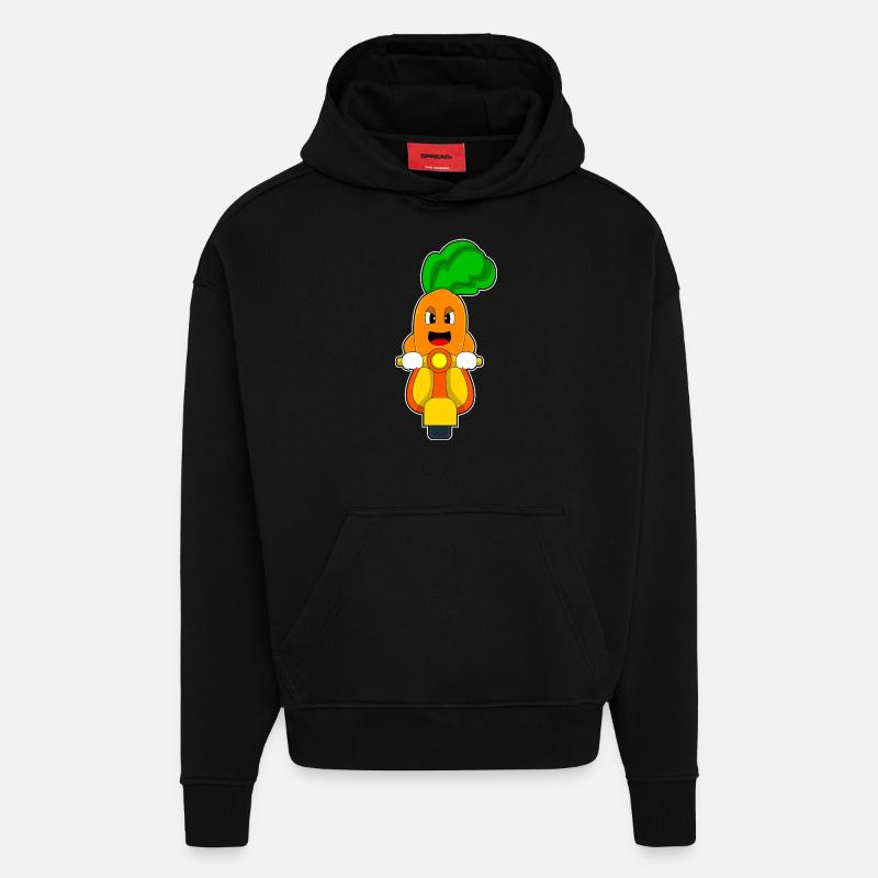 Carotte Scooter - Sweat à capuche bio épais oversize fabriqué en UE - SOLID BLACK