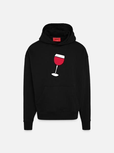 Rotwein im Glas - Hoodie- made by SPREAD - SOLID BLACK