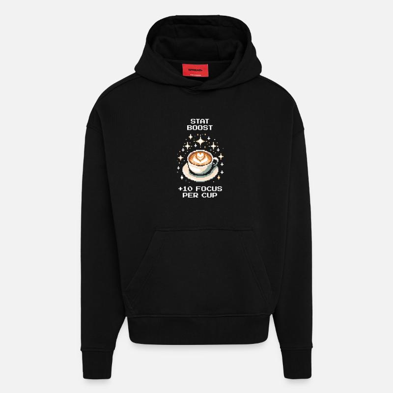 Stat-Boost: +10 Fokus pro Tasse | Kaffee - Hoodie- made by SPREAD  - SOLID BLACK