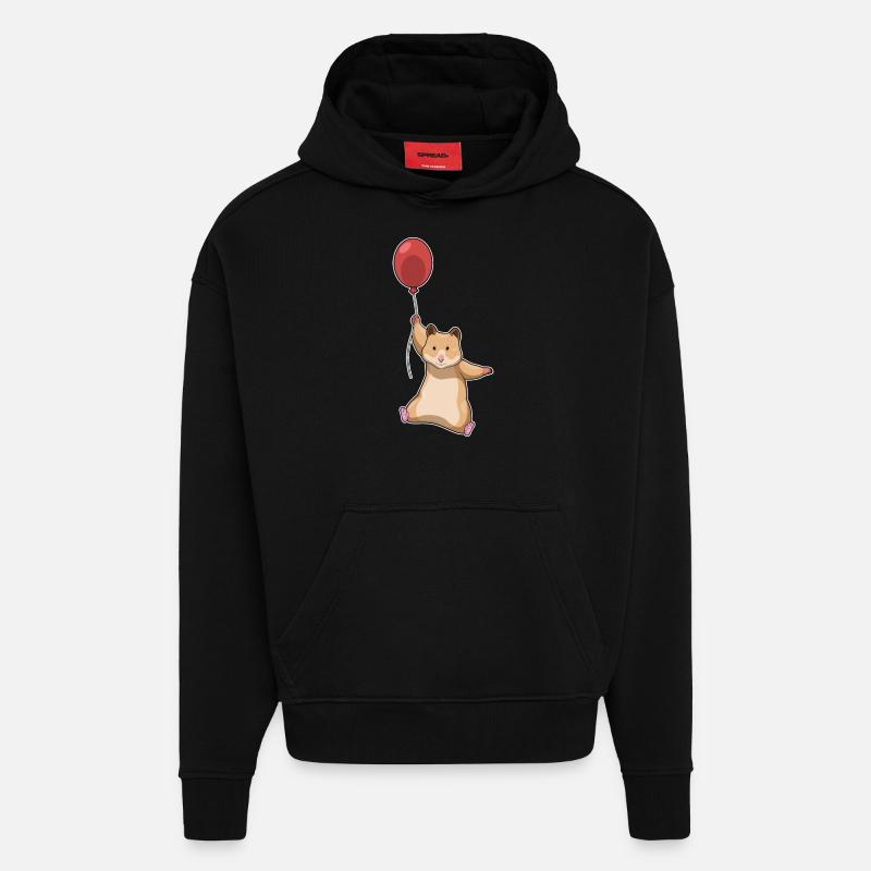 Ballon Hamster - Sweat à capuche bio épais oversize fabriqué en UE - SOLID BLACK