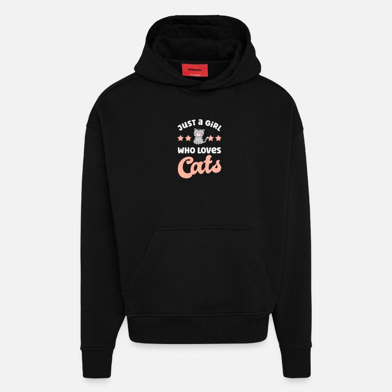Chats Chats - Sweat à capuche bio épais oversize fabriqué en UE - SOLID BLACK