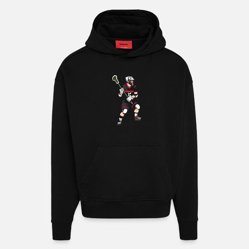 Lacrosse Spieler Pixel - Hoodie- made by SPREAD - SOLID BLACK