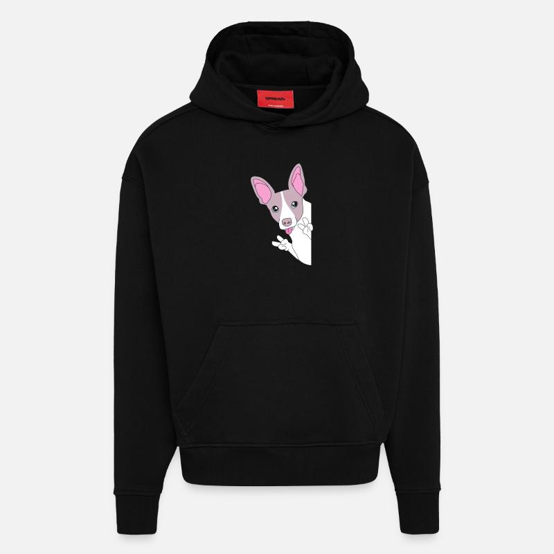 Rat Terrier - Sweat à capuche bio épais oversize fabriqué en UE - SOLID BLACK