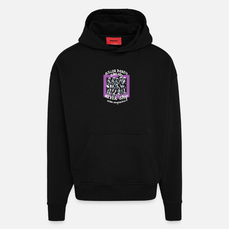 Équipe de roller derby - Sweat à capuche bio épais oversize fabriqué en UE - SOLID BLACK