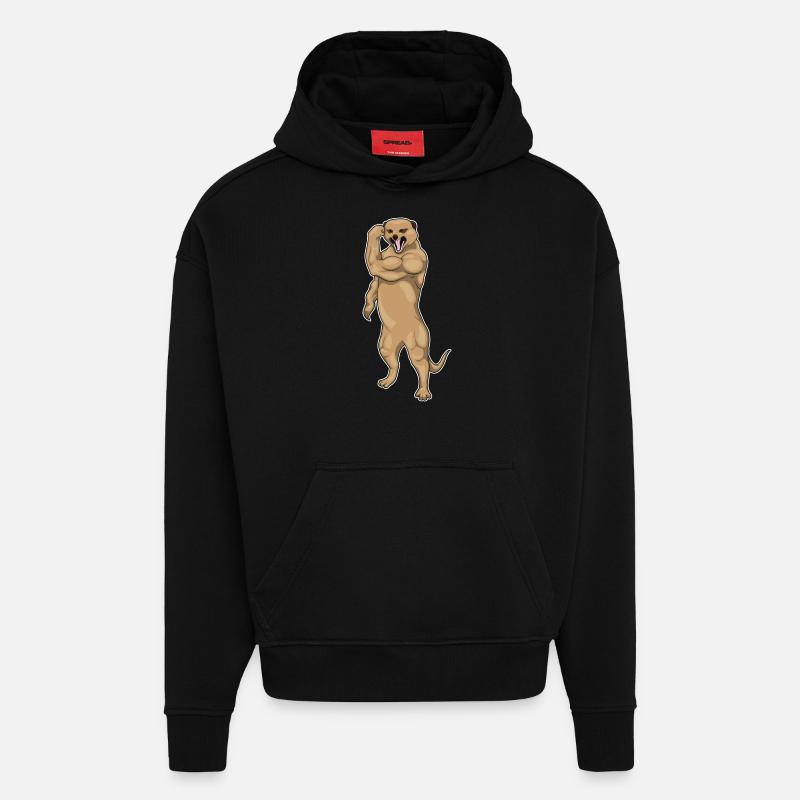 Suricate Bodybuilder Musculation - Sweat à capuche bio épais oversize fabriqué en UE - SOLID BLACK