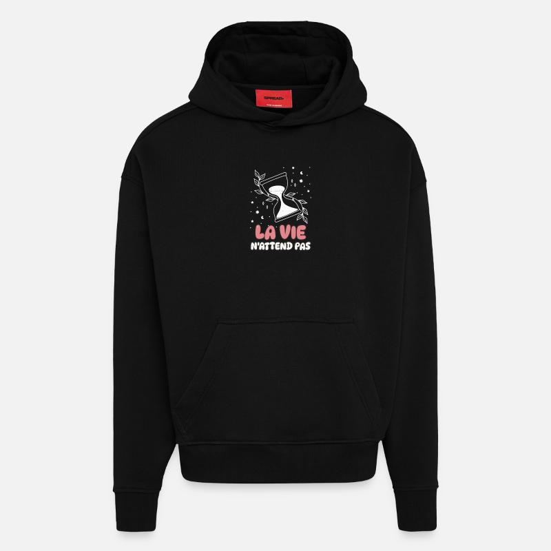 Life Doesn't Wait - Hoodie- made by SPREAD - SOLID BLACK
