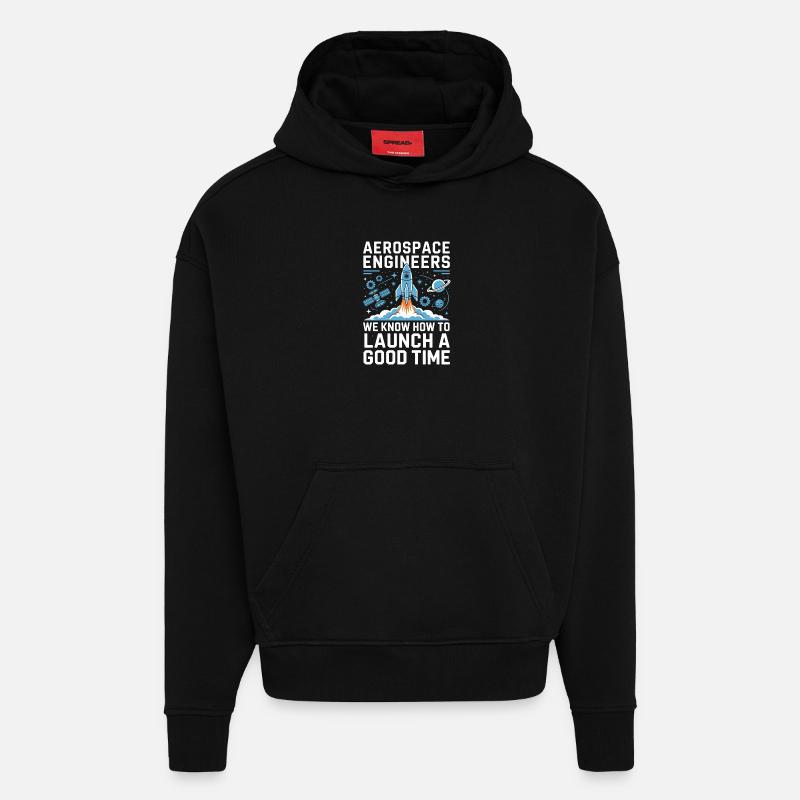 Aerospace Engineer Rocket Launch Humor - Hoodie- made by SPREAD  - SOLID BLACK