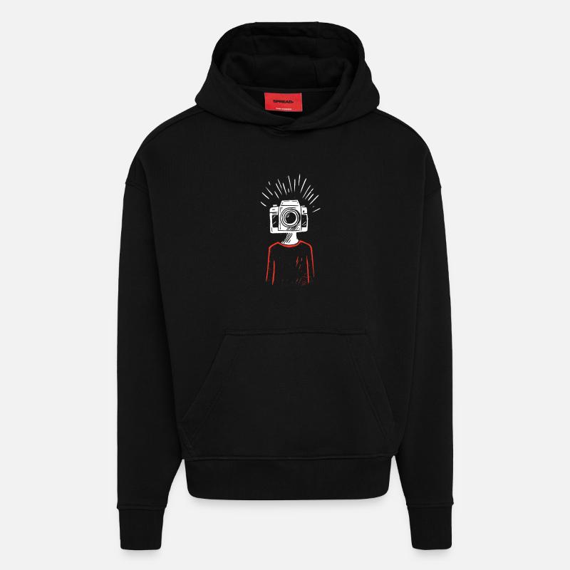 Tête de came - Sweat à capuche bio épais oversize fabriqué en UE - SOLID BLACK