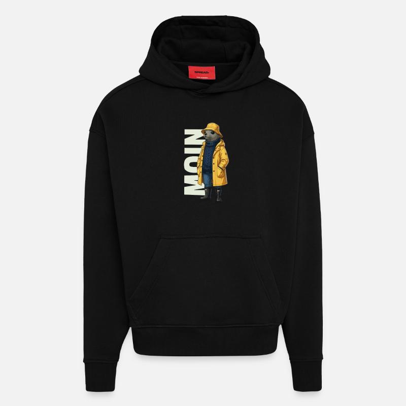 Seal Moin – Conception d’imperméable - Sweat à capuche bio épais oversize fabriqué en UE - SOLID BLACK