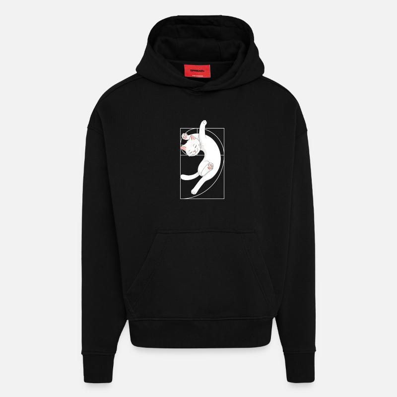 Fibonacci-Spirale Katze - Hoodie- made by SPREAD  - SOLID BLACK