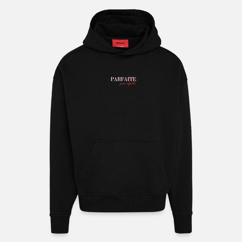 parfaite, pas refaite (blanc) - Sweat à capuche bio épais oversize fabriqué en UE - SOLID BLACK