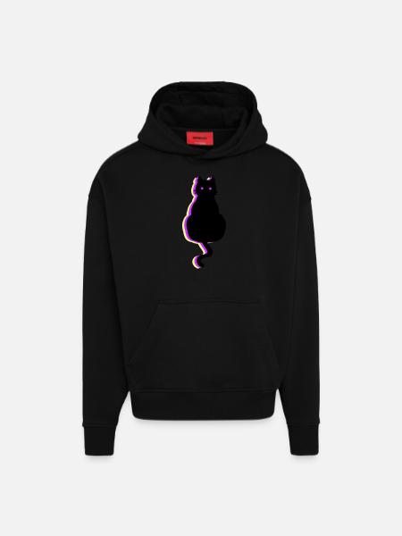 Leuchtkatze pink - Hoodie- made by SPREAD  - SOLID BLACK