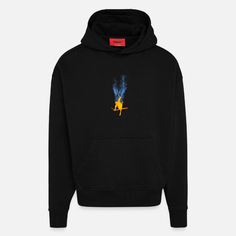 Flamme de ski acrobatique - Sweat à capuche bio épais oversize fabriqué en UE - SOLID BLACK