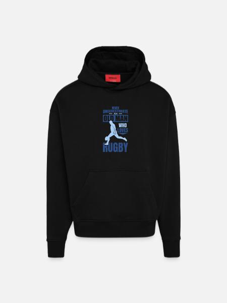 Never underestimate old rugby players - Hoodie- made by SPREAD - SOLID BLACK