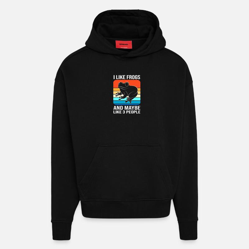 Grenouille arboricole - Sweat à capuche bio épais oversize fabriqué en UE - SOLID BLACK