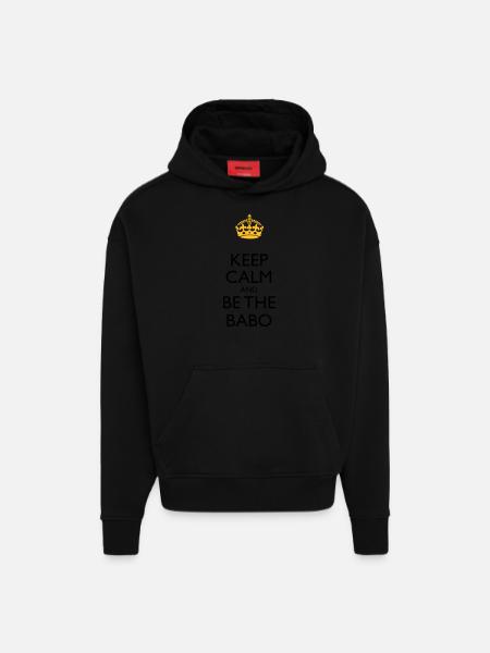 Gardez le calme et la BABO - Sweat à capuche bio épais oversize fabriqué en UE - SOLID BLACK