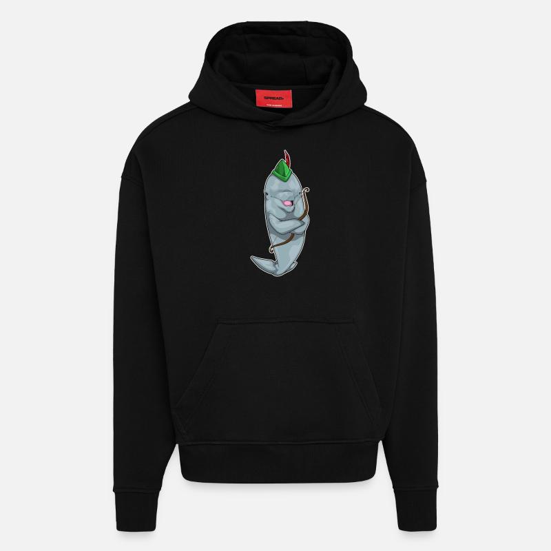 Arc de dauphin - Sweat à capuche bio épais oversize fabriqué en UE - SOLID BLACK