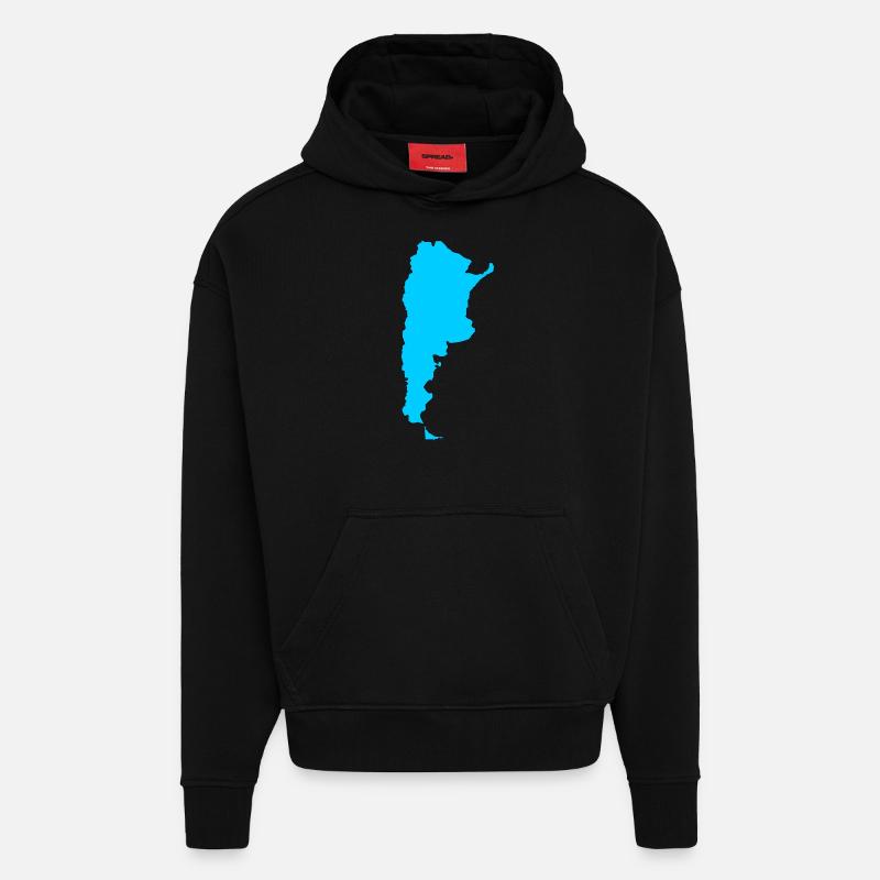 Carte de l’Argentine - Sweat à capuche bio épais oversize fabriqué en UE - SOLID BLACK