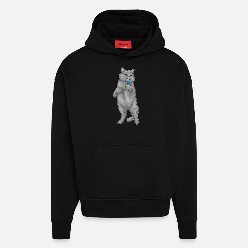 Cat Dart Dart - Sweat à capuche bio épais oversize fabriqué en UE - SOLID BLACK