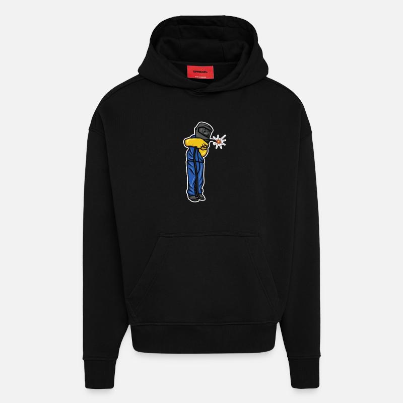 Drôle de soudeur - Sweat à capuche bio épais oversize fabriqué en UE - SOLID BLACK