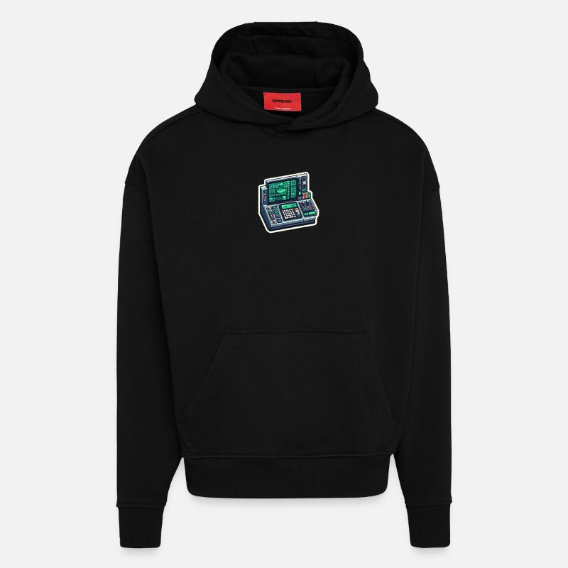 Retro Computer Console Neon - Hoodie- made by SPREAD  - SOLID BLACK