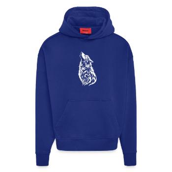 Wildes Wolfkopf Tattoo Design - Hoodie- made by SPREAD  - Iconic Blue - Vorne