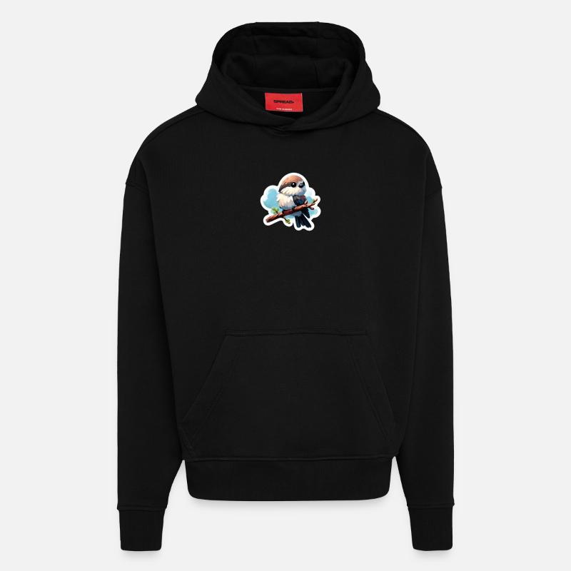 Süßer Vogel auf Ast Sticker - Hoodie- made by SPREAD  - SOLID BLACK