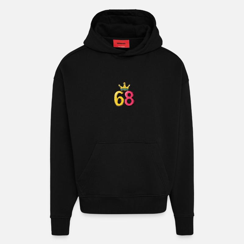 68 Numéro Jersey Couronne - Sweat à capuche bio épais oversize fabriqué en UE - SOLID BLACK