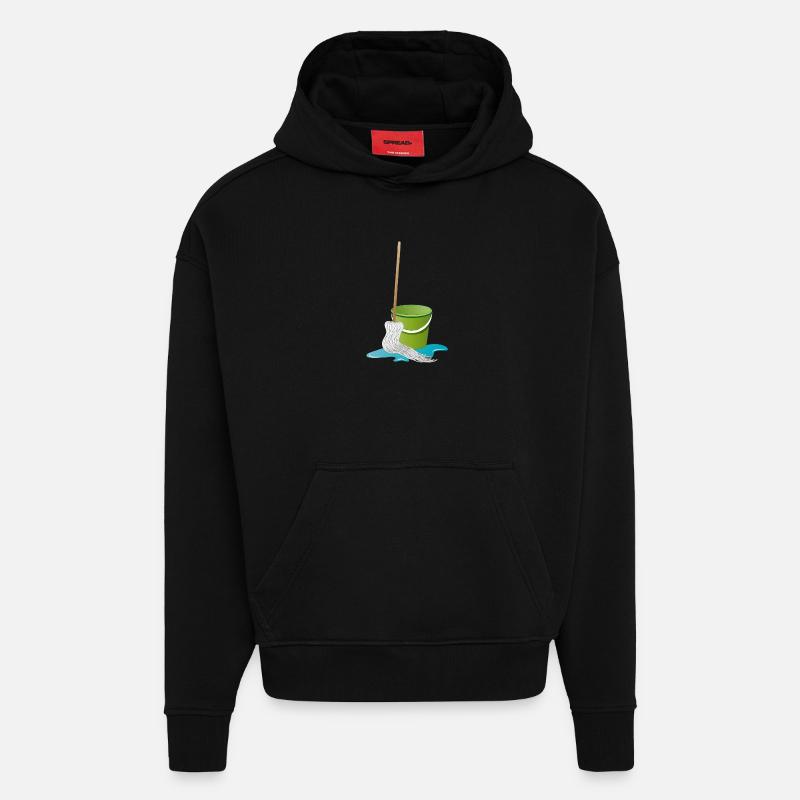 Wischmopp mit Putzeimer Zeit zu Putzen - Hoodie- made by SPREAD - SOLID BLACK