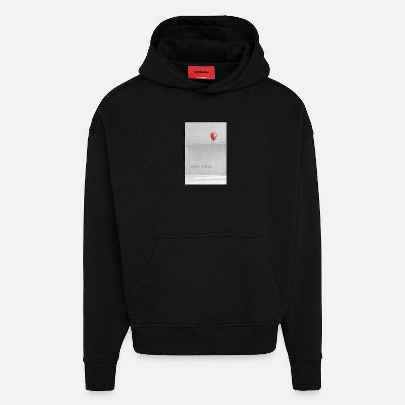 Faites-le réel Motivation Succès Rêves Dire - Sweat à capuche bio épais oversize fabriqué en UE - SOLID BLACK