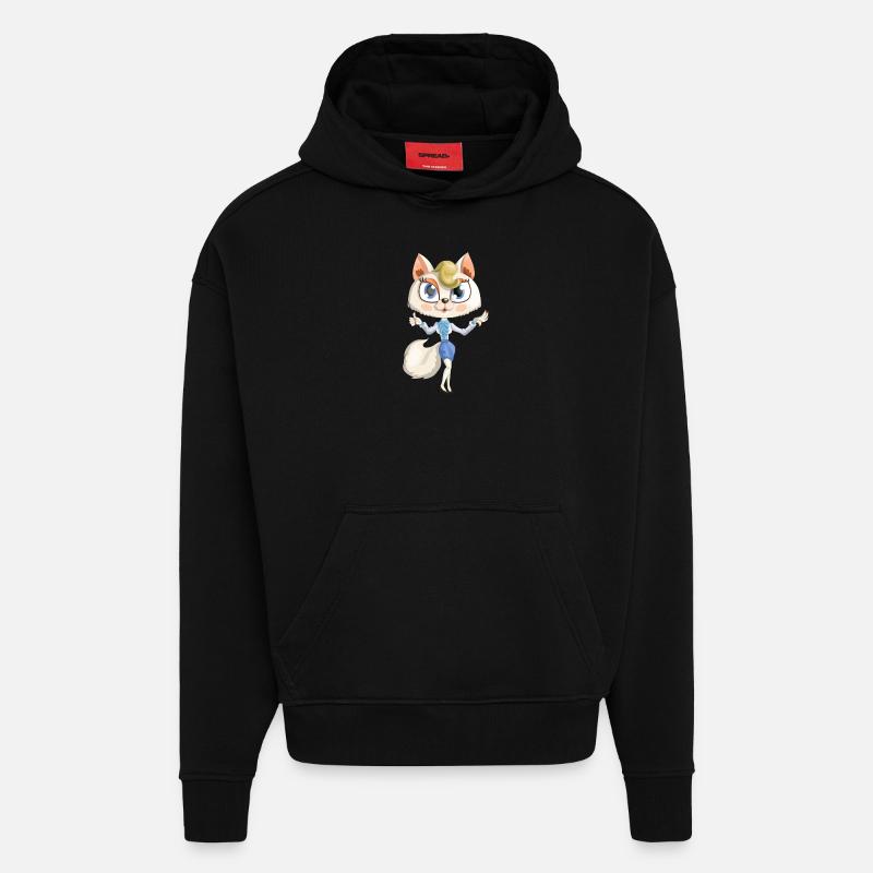 doux chat - Sweat à capuche bio épais oversize fabriqué en UE - SOLID BLACK