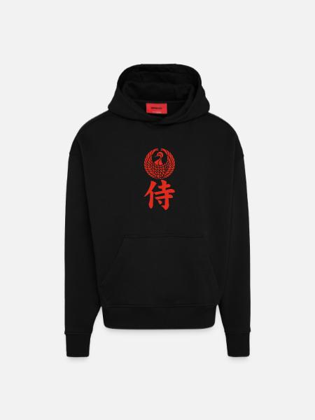 Samurai-Emblem des Mori-Clans (rot) - Hoodie- made by SPREAD - SOLID BLACK