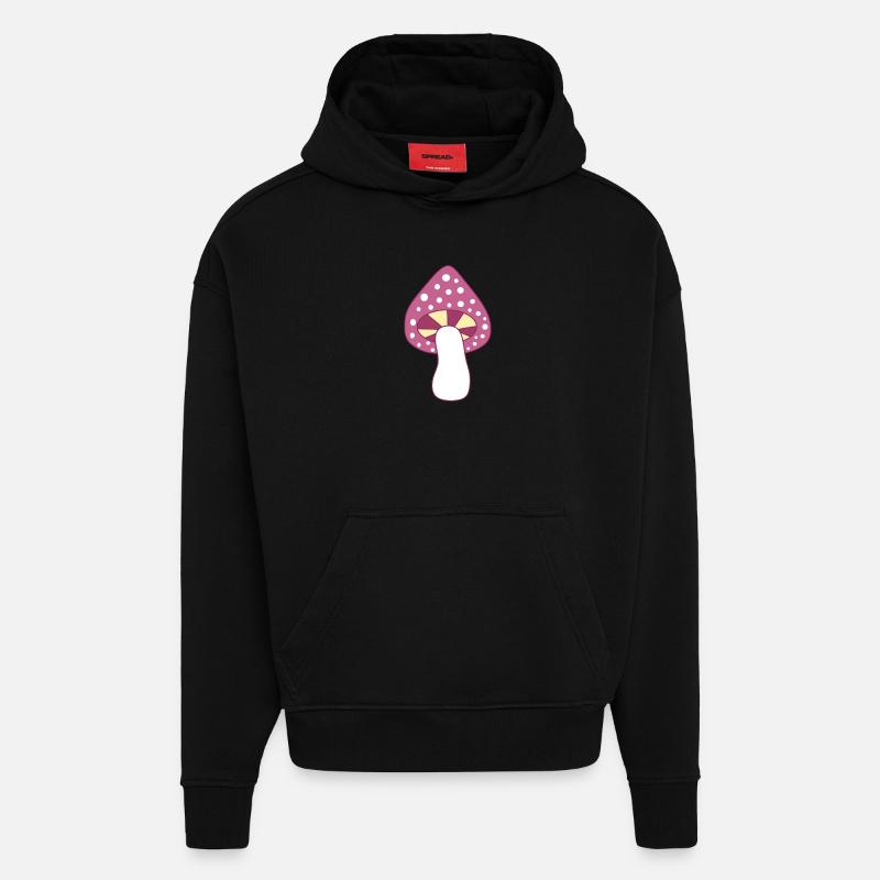 Mushroom fly agaric violet pattern customizable - Hoodie- made by SPREAD  - SOLID BLACK