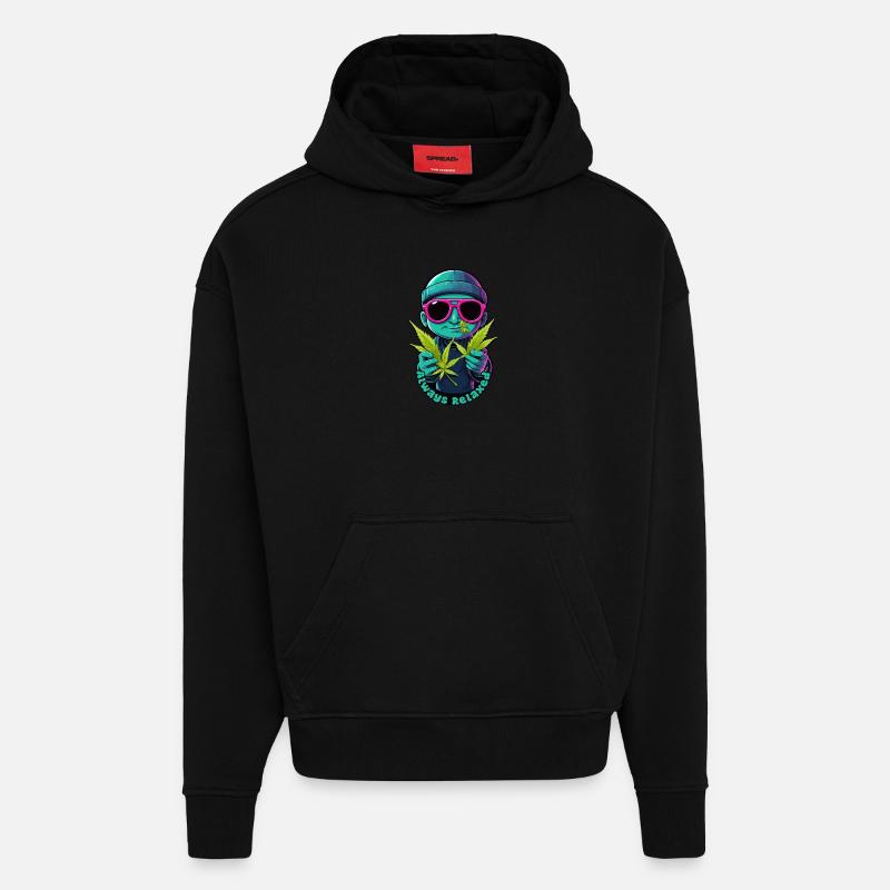 Hipster décontracté - Sweat à capuche bio épais oversize fabriqué en UE - SOLID BLACK