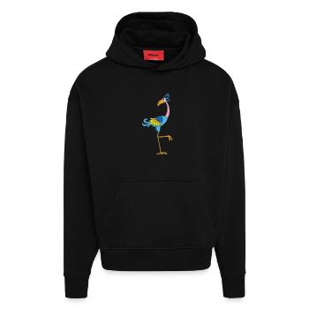 Oiseau rigolo - Sweat à capuche bio épais oversize fabriqué en UE - SOLID BLACK - Devant