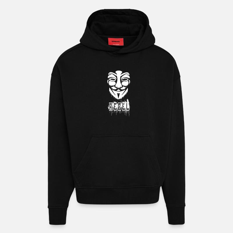 Anonymous graffiti - Hoodie- made by SPREAD  - SOLID BLACK