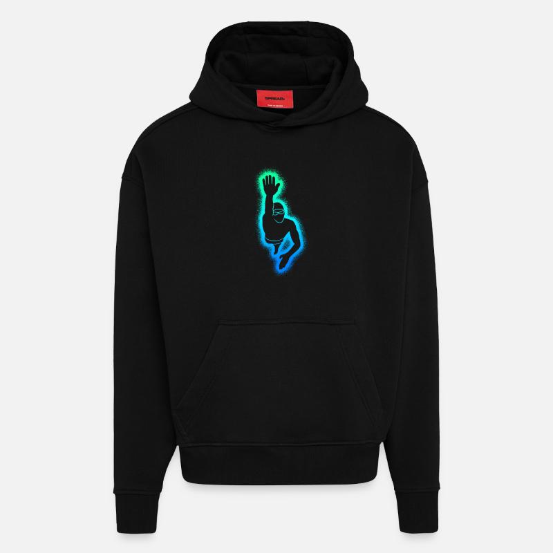 Natation Natation Nageurs masculins garçons - Sweat à capuche bio épais oversize fabriqué en UE - SOLID BLACK