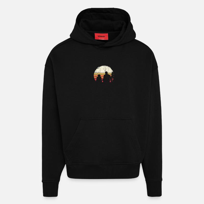 Sunset Silhouette on Beach - Hoodie- made by SPREAD  - SOLID BLACK