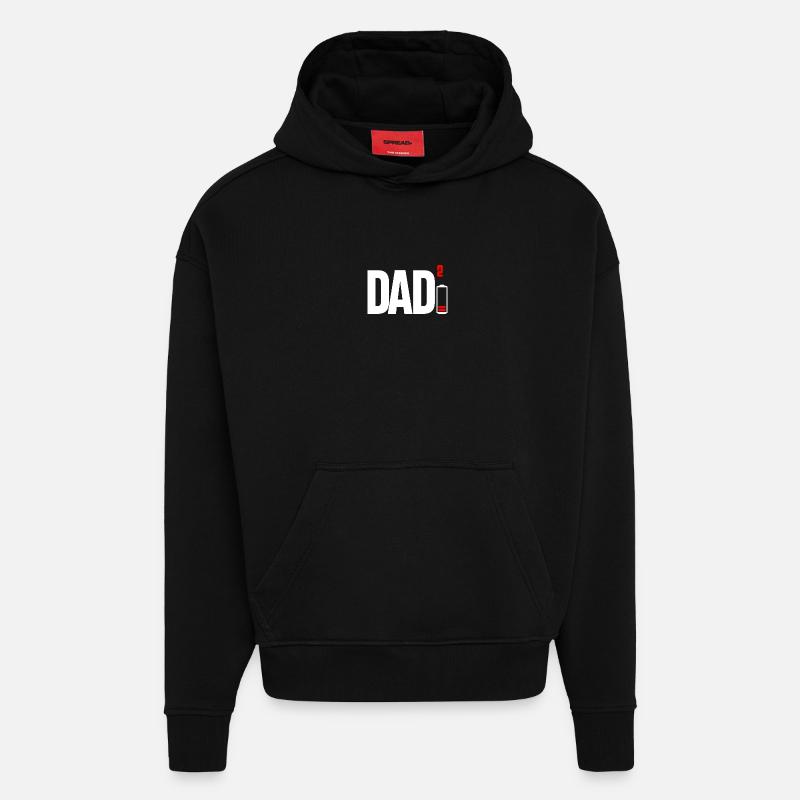 Dad Power Squared Battery Icon - Hoodie- made by SPREAD  - SOLID BLACK